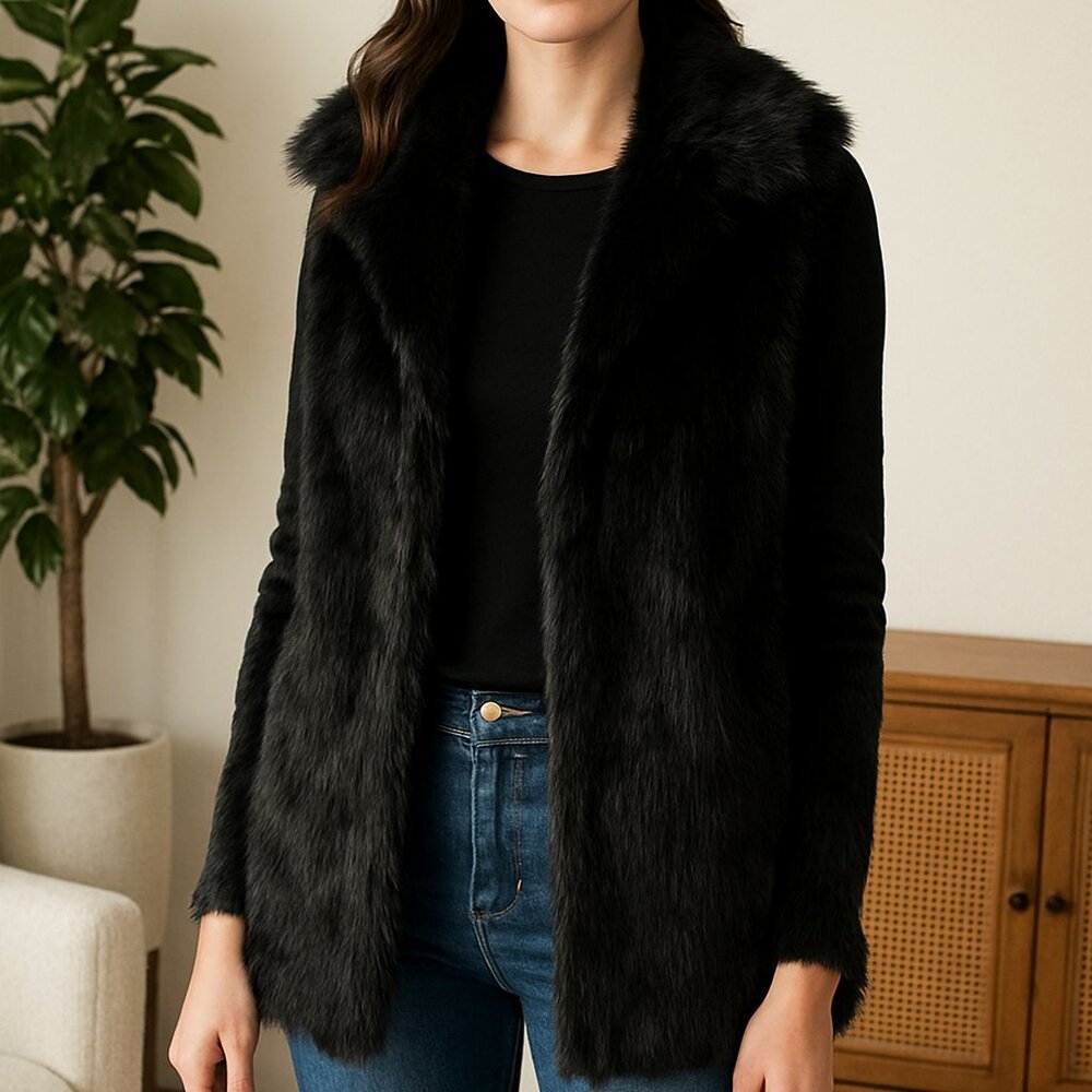 Weekend Love Faux Fur Vest – Black – Size S
